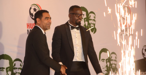 Hussein Mohamed and former Harambee Stars skipper McDonald Mariga